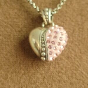 Brighton La Vie En Rose Pendant Necklace Silver Crystal Heart  Necklace  16-18